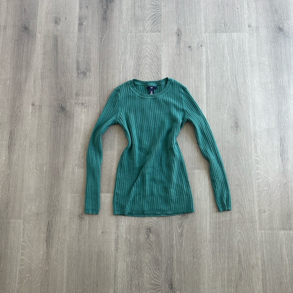 GAP Green Ribbed Long Sleeve Top